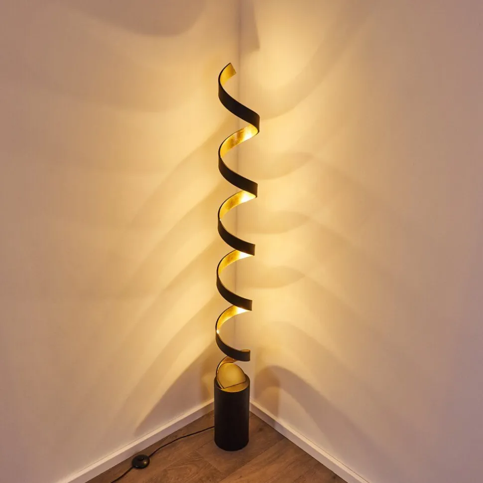 Lampadaire Rezat Led Noir Dore, 1 Lumiere