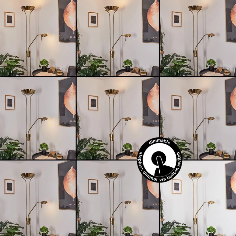 Lampadaire Rom Led Vieux Laiton, 2 Lumieres