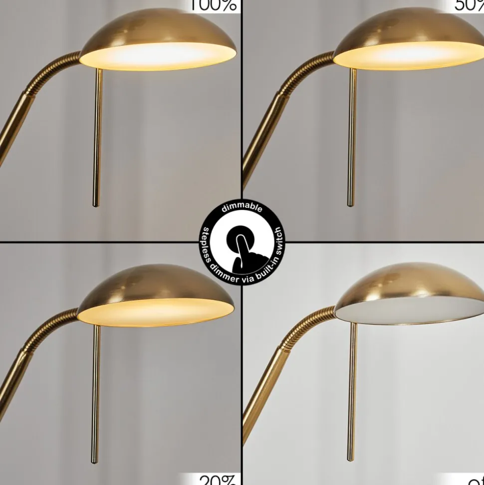 Lampadaire Rom Led Vieux Laiton, 2 Lumieres