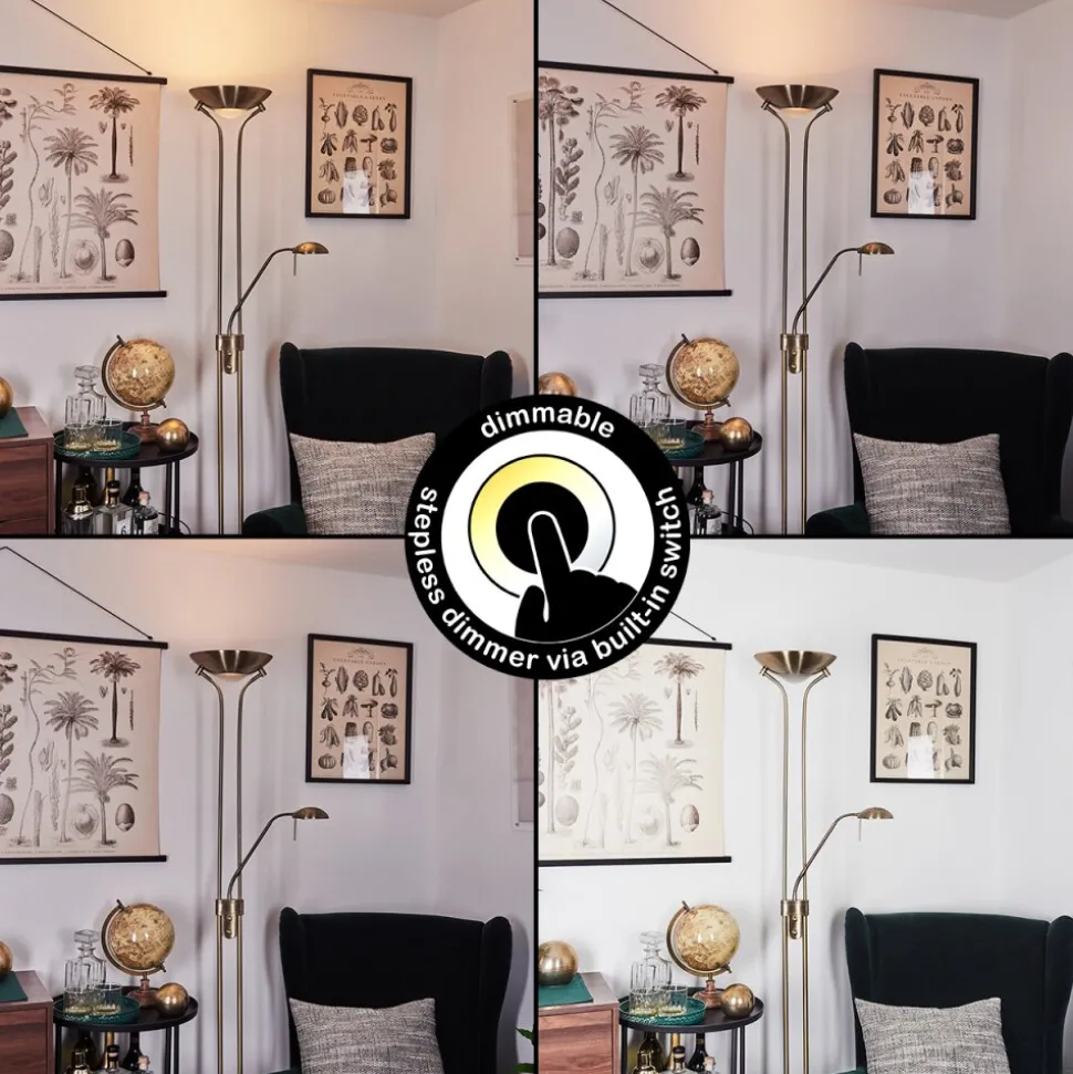 Lampadaire Rom Led Vieux Laiton, 2 Lumieres