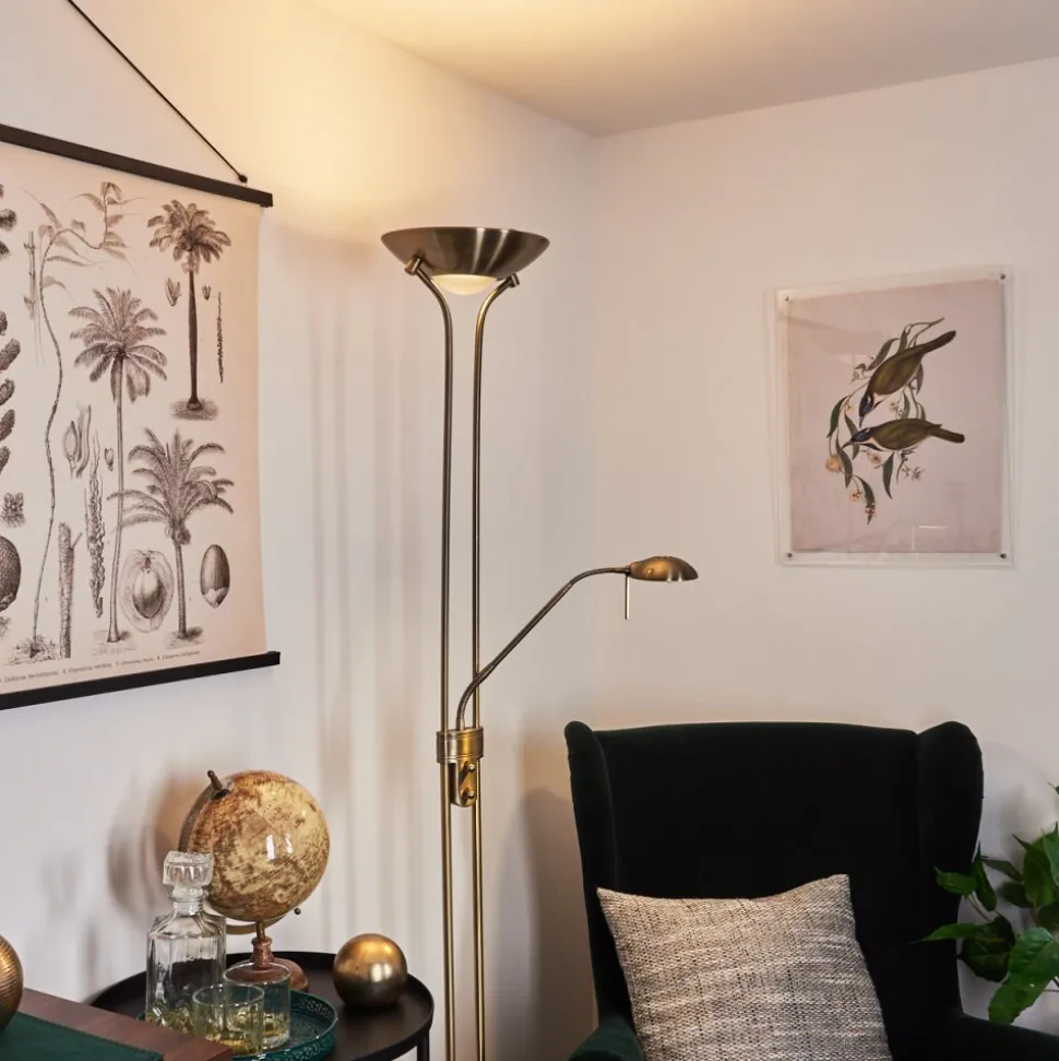 Lampadaire Rom Led Vieux Laiton, 2 Lumieres