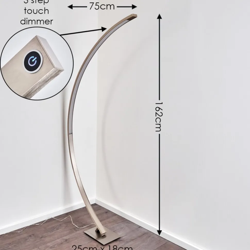 Lampadaire Ruswil Led Nickel Mat, 1 Lumiere