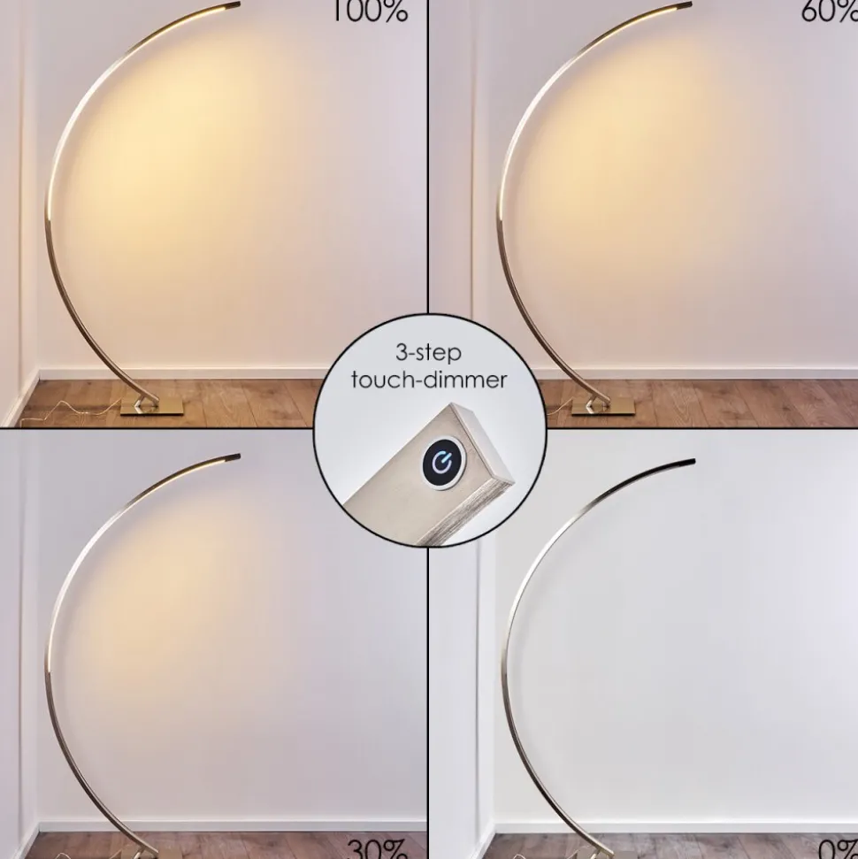 Lampadaire Ruswil Led Nickel Mat, 1 Lumiere