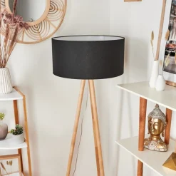 Lampadaire Saladillo Bois Clair, Blanc, 1 Lumiere