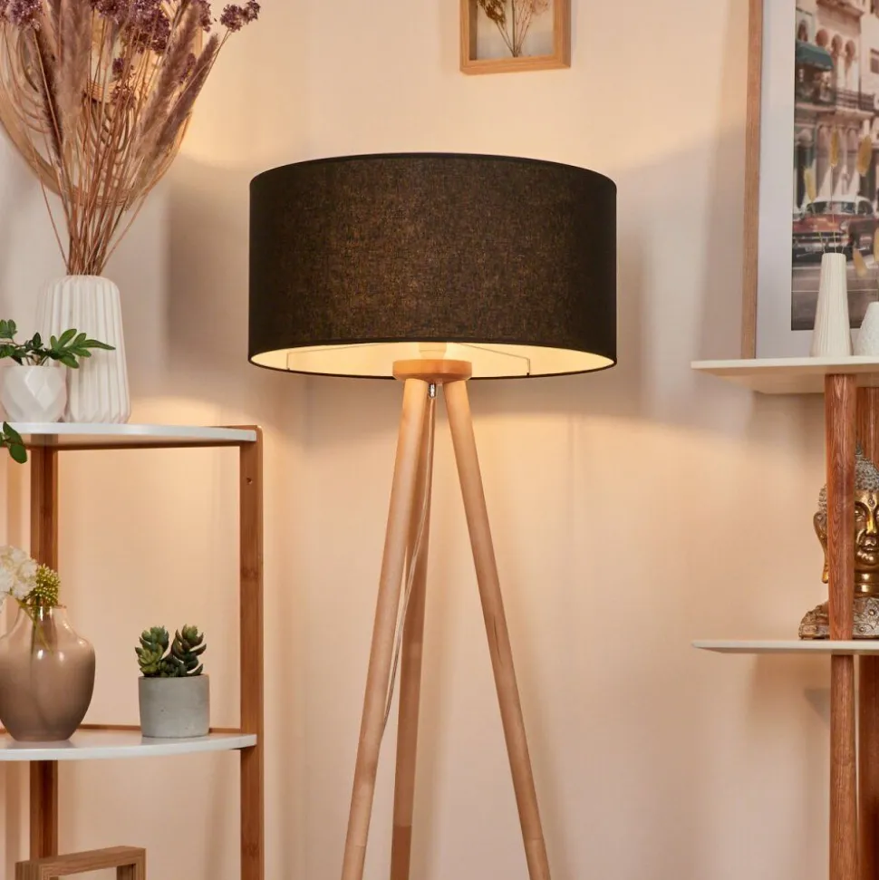 Lampadaire Saladillo Bois Clair, Blanc, 1 Lumiere