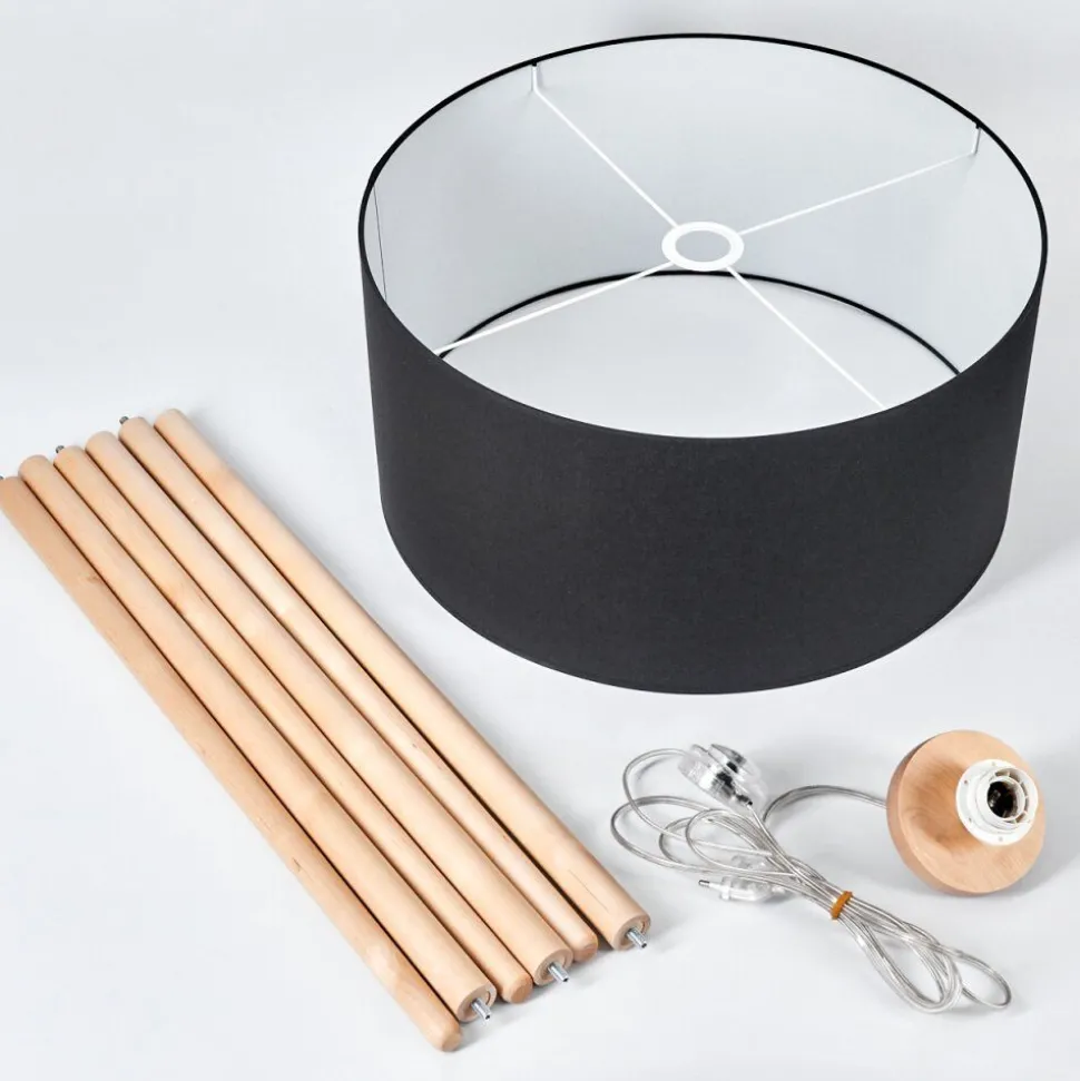 Lampadaire Saladillo Bois Clair, Blanc, 1 Lumiere