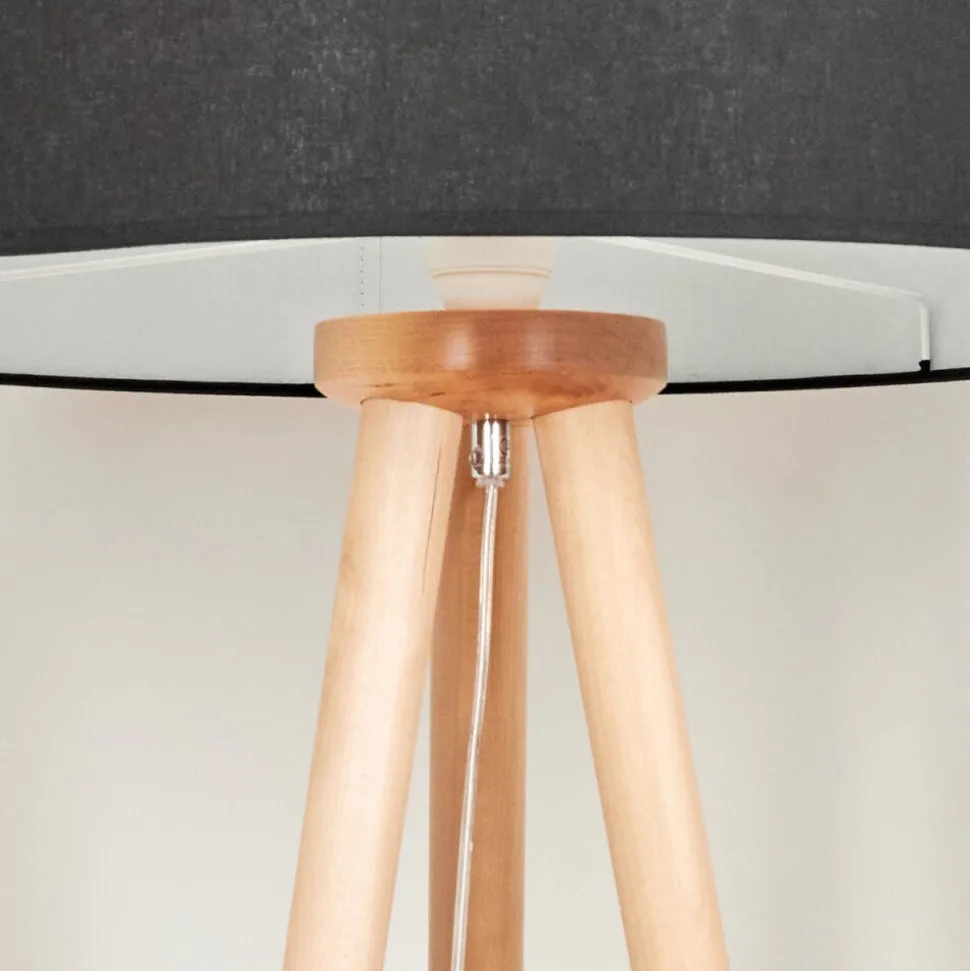 Lampadaire Saladillo Bois Clair, Blanc, 1 Lumiere