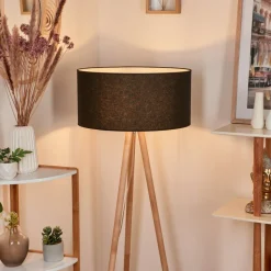 Lampadaire Saladillo Bois Clair, Blanc, 1 Lumiere