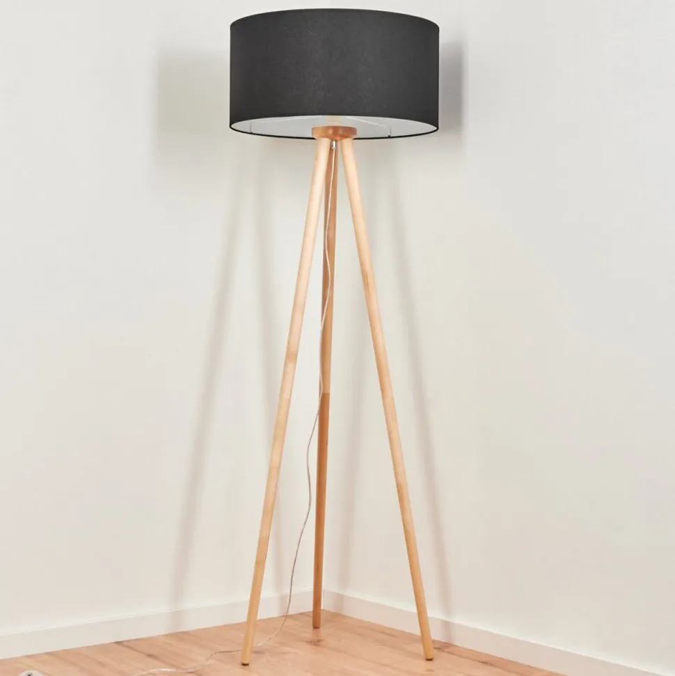 Lampadaire Saladillo Bois Clair, Blanc, 1 Lumiere