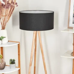 Lampadaire Saladillo Bois Clair, Blanc, 1 Lumiere
