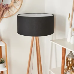 Lampadaire Saladillo Bois Fonce, Blanc, 1 Lumiere