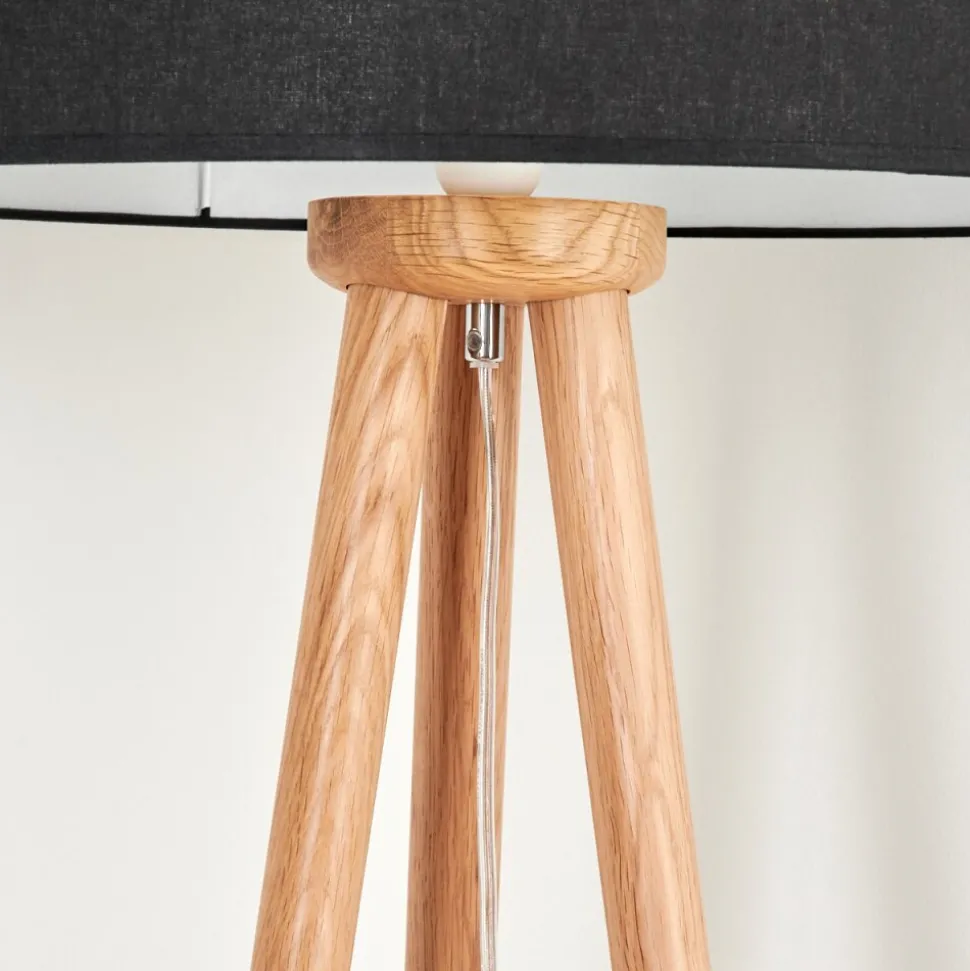 Lampadaire Saladillo Bois Fonce, Blanc, 1 Lumiere