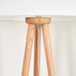 Lampadaire Saladillo Bois Fonce, Blanc, 1 Lumiere