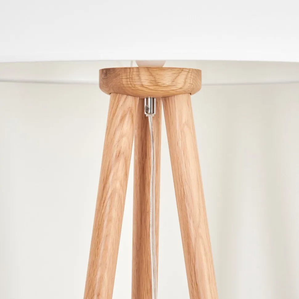 Lampadaire Saladillo Bois Fonce, Blanc, 1 Lumiere