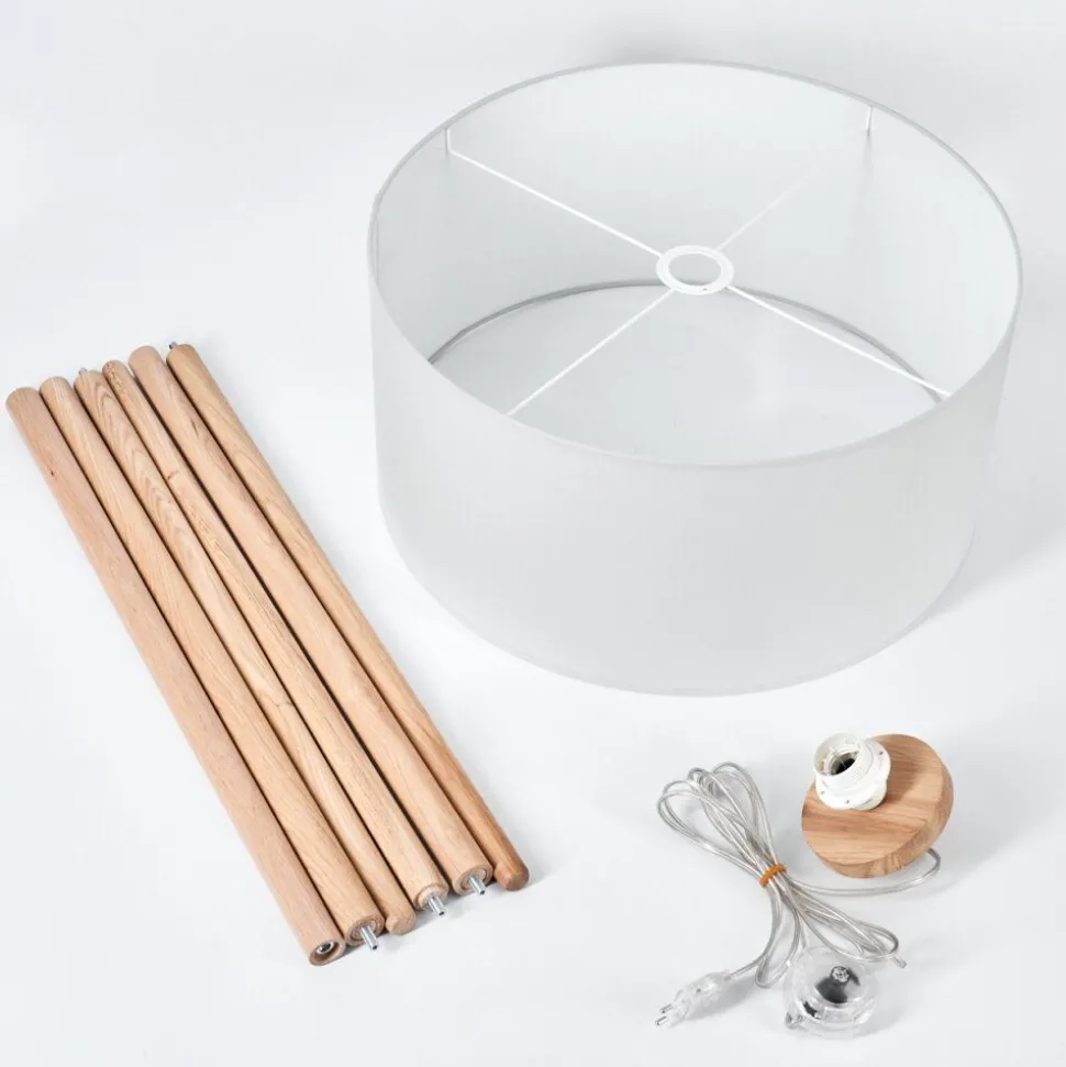 Lampadaire Saladillo Bois Fonce, Blanc, 1 Lumiere