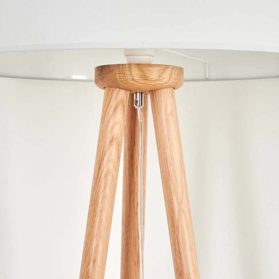 Lampadaire Saladillo Bois Fonce, Blanc, 1 Lumiere