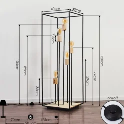 Lampadaire Salla Bois Fonce, Noir, 5 Lumieres