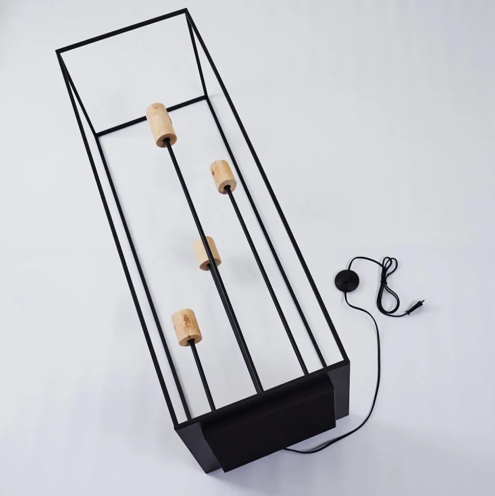 Lampadaire Salla Bois Fonce, Noir, 5 Lumieres