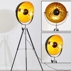 Lampadaire Saturn Chrome, Noir, 1 Lumiere