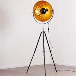 Lampadaire Saturn Chrome, Noir, 1 Lumiere