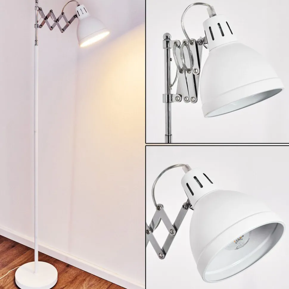 Lampadaire Saxon Chrome, Blanc, 1 Lumiere