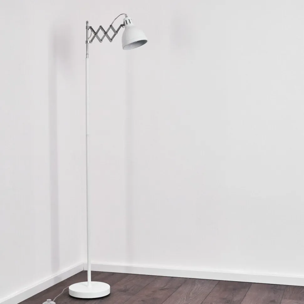 Lampadaire Saxon Chrome, Blanc, 1 Lumiere