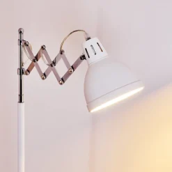 Lampadaire Saxon Chrome, Blanc, 1 Lumiere