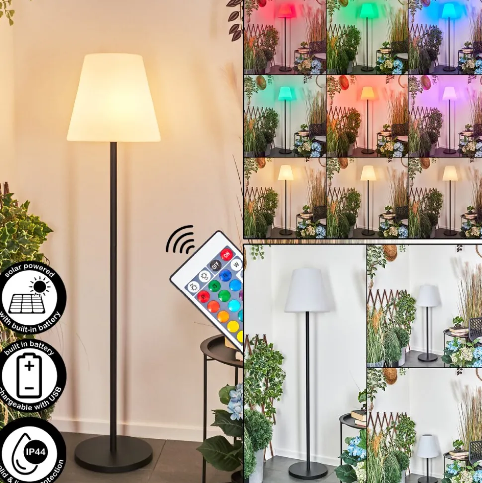 Lampadaire Solaire D'Exterieur Fisao Led Noir, 41 Lumieres, Telecommandes