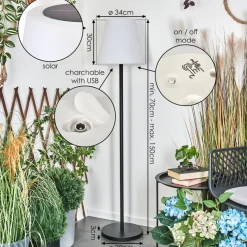 Lampadaire Solaire D'Exterieur Fisao Led Noir, 41 Lumieres, Telecommandes