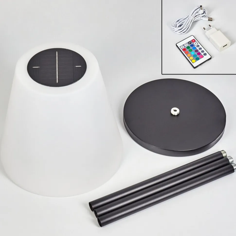Lampadaire Solaire D'Exterieur Fisao Led Noir, 41 Lumieres, Telecommandes