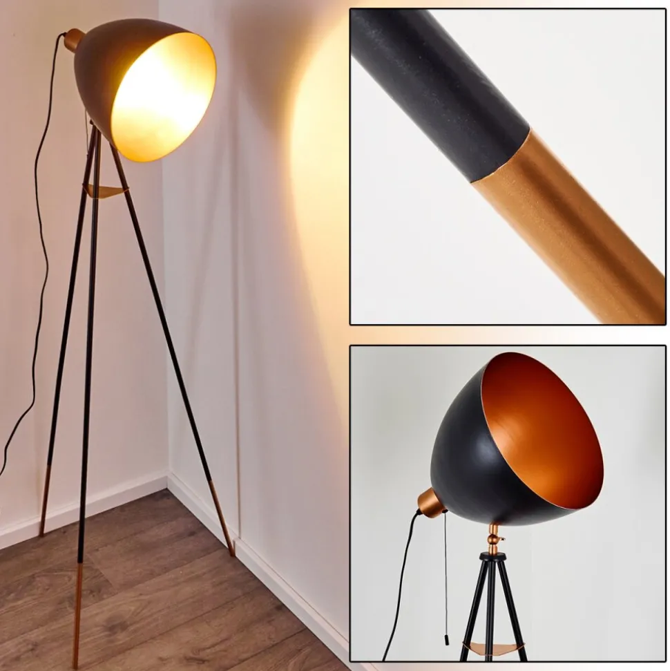 Lampadaire Sorsele Cuivre, Noir, 1 Lumiere