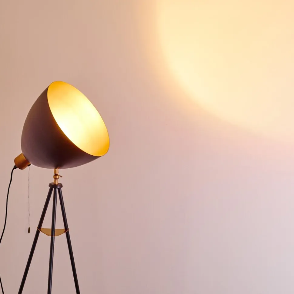 Lampadaire Sorsele Cuivre, Noir, 1 Lumiere