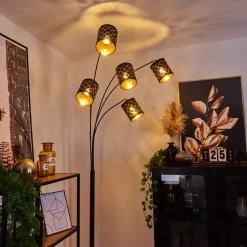 Lampadaire Tallaboa Noir, 5 Lumieres