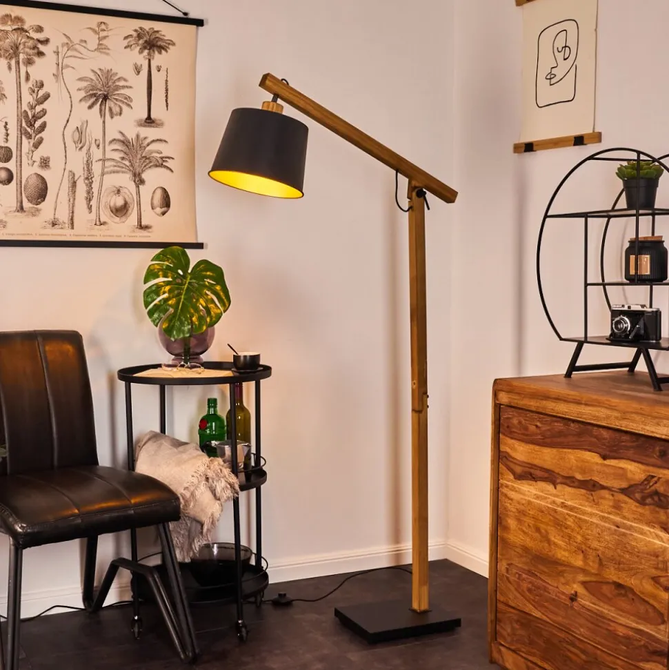 Lampadaire Tatodere Bois Fonce, Noir, 1 Lumiere