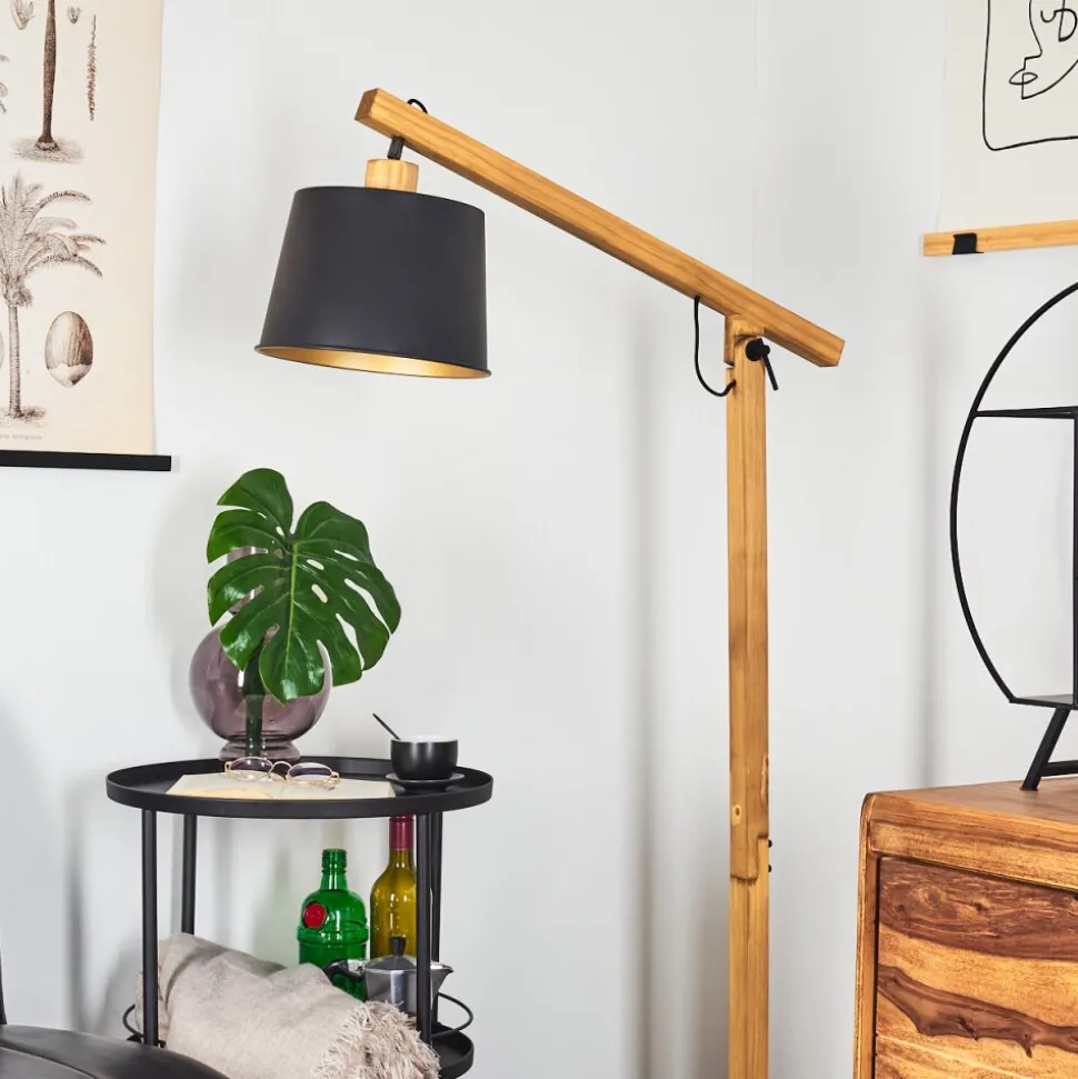 Lampadaire Tatodere Bois Fonce, Noir, 1 Lumiere