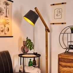 Lampadaire Tatodere Bois Fonce, Noir, 1 Lumiere