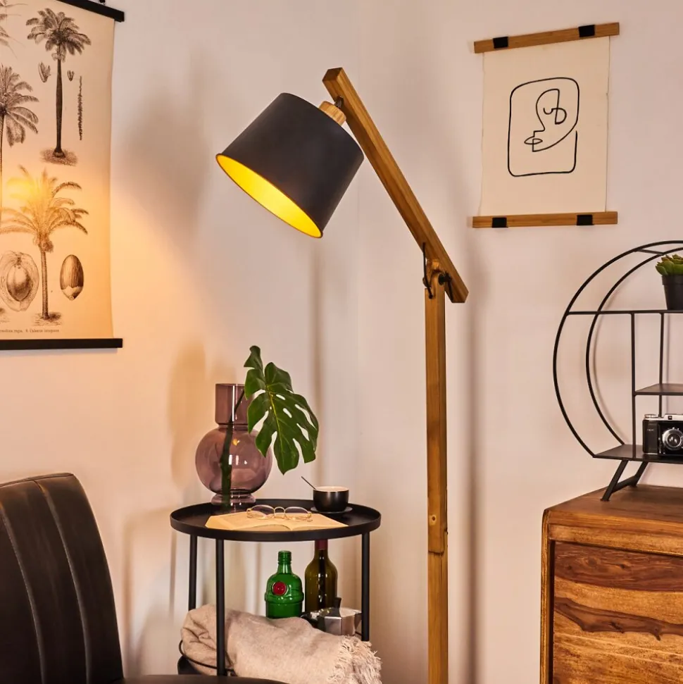 Lampadaire Tatodere Bois Fonce, Noir, 1 Lumiere