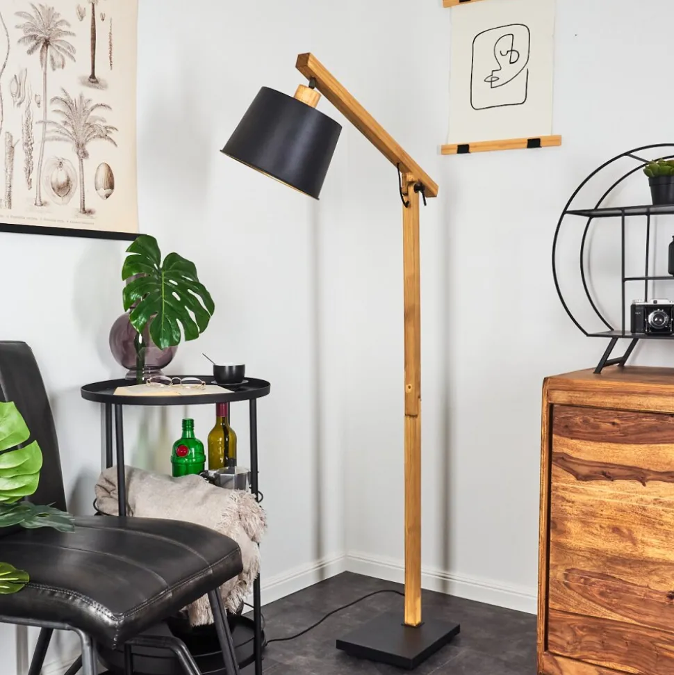 Lampadaire Tatodere Bois Fonce, Noir, 1 Lumiere
