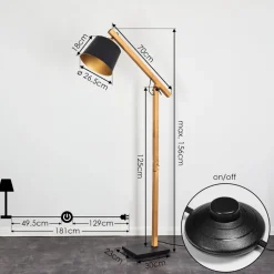 Lampadaire Tatodere Bois Fonce, Noir, 1 Lumiere