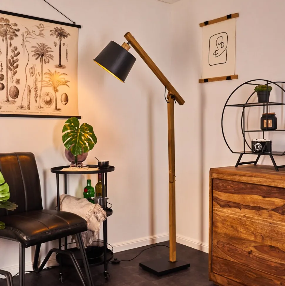 Lampadaire Tatodere Bois Fonce, Noir, 1 Lumiere