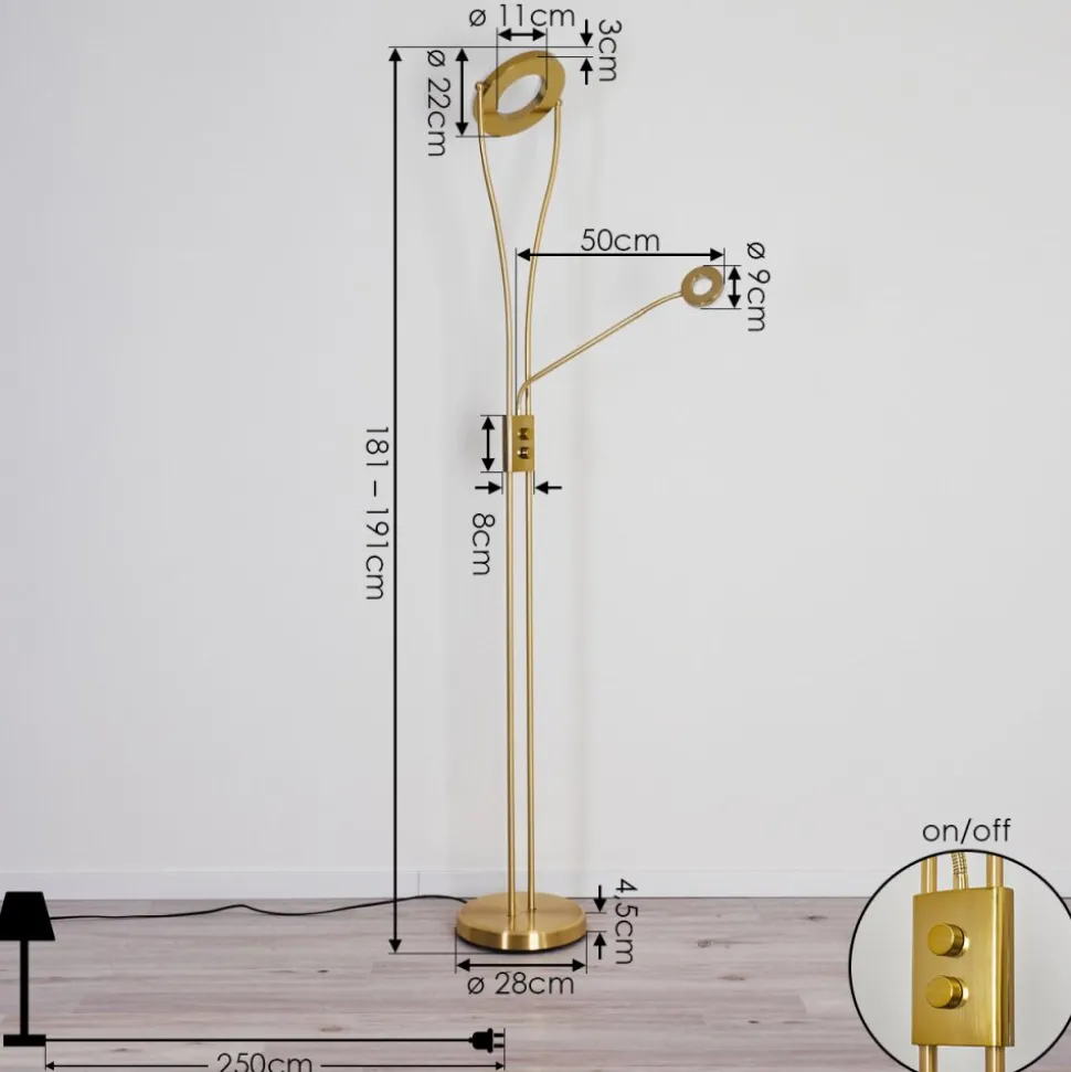 Lampadaire Tierz Led Laiton, 2 Lumieres