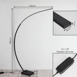 Lampadaire Tobillos Led Noir, 1 Lumiere