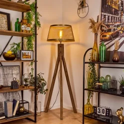 Lampadaire Tomaca Laiton, Ecru, 1 Lumiere