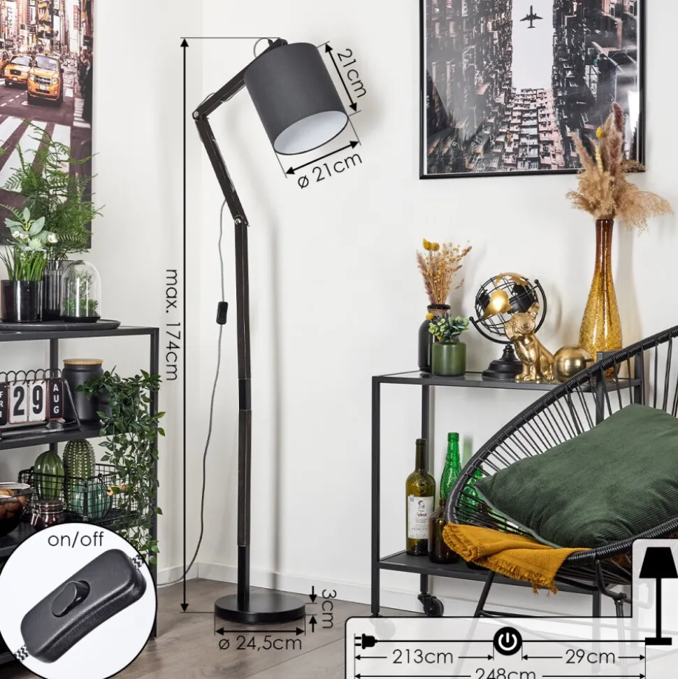 Lampadaire Tukchor Noir, 1 Lumiere