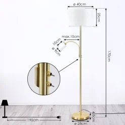Lampadaire Vezza Laiton, 2 Lumieres