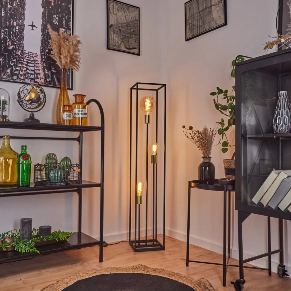Lampadaire Woden Laiton, Noir, 3 Lumieres