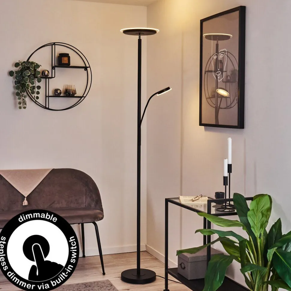 Lampadaire Wonsbek Led Noir, 2 Lumieres