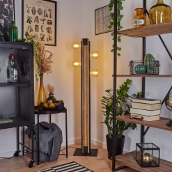 Lampadaire Yuma Ecru, Noir, 4 Lumieres