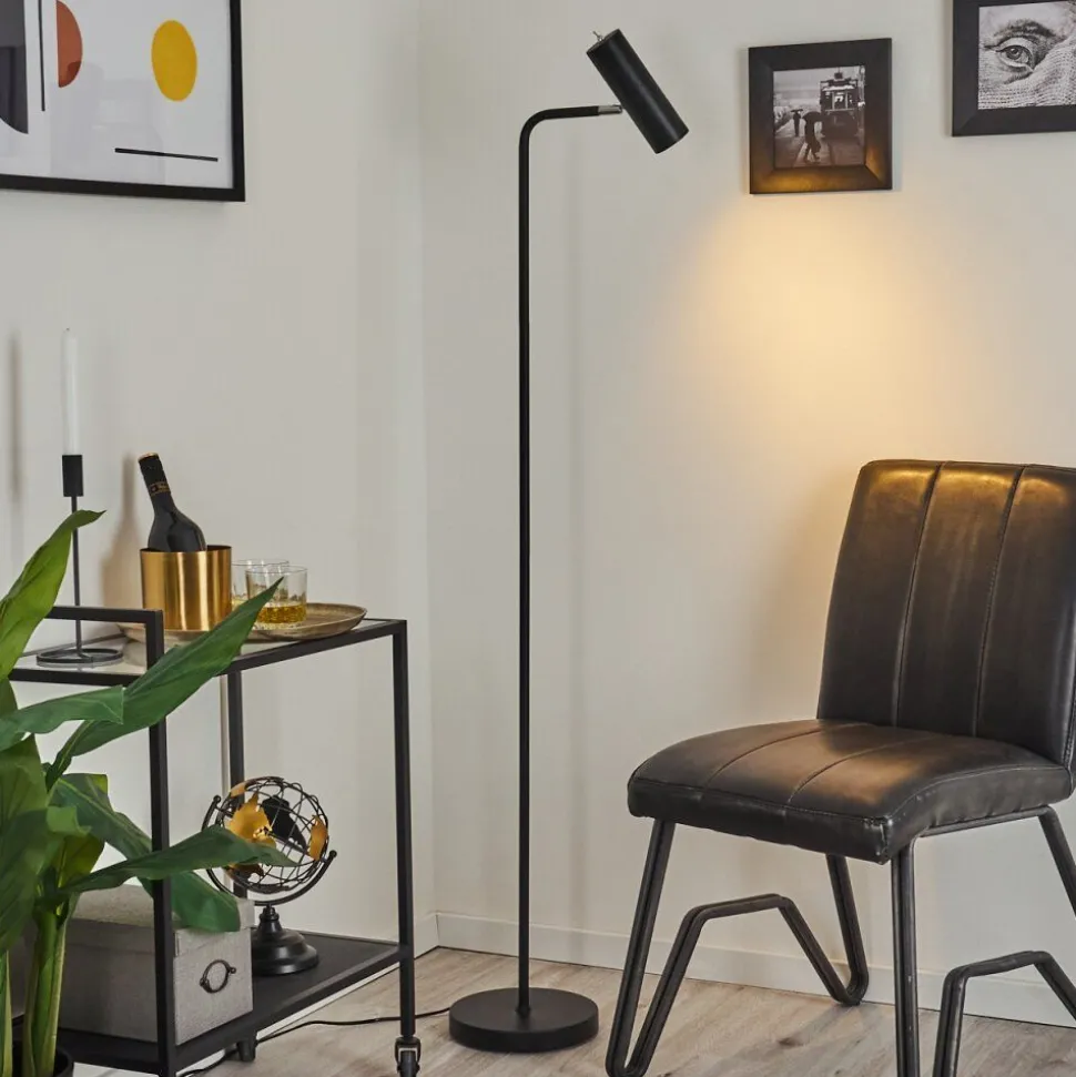 Lampadaire Zuoz Chrome, Noir, 1 Lumiere