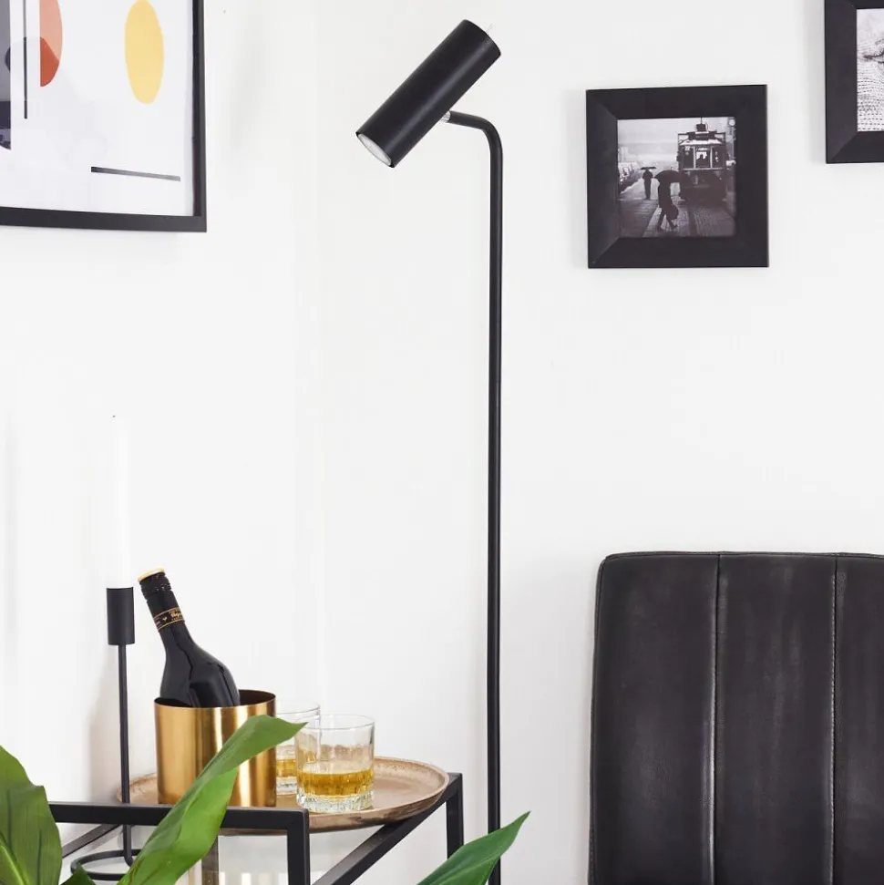 Lampadaire Zuoz Chrome, Noir, 1 Lumiere